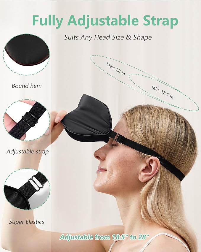 BeeVines 100% Real Mulberry Silk 2 Pack Sleep Mask, Pure Silk Eye Masks with Adjustable Strap for Sleeping, 100% Block Light Eye Shade Cover, Reduces Puffy Eyes Traveling Gifts(Black & Pastel Blue)