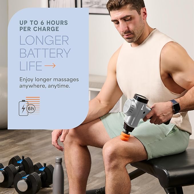 LifePro Sonic Massage Gun Deep Tissue – Quiet Handheld Percussion Massager for Athletes, Pain Relief & Recovery – 8 Heads, 5 Speeds, Long Battery