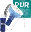 PUR Plus 7-Cup Water Filter Pitcher for Fridge, Cleaner, Great-tasting Water, Dishwasher Safe, Powerful Filtration, Change Light Indicator, LockFit Cap Design, White