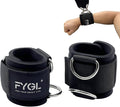 Adjustable Wrist Cuffs for Cable Machines - 7mm Neoprene Padded Straps with D Rings, Heavy Duty Gym Cuffs for Strength Training (Men/Women)