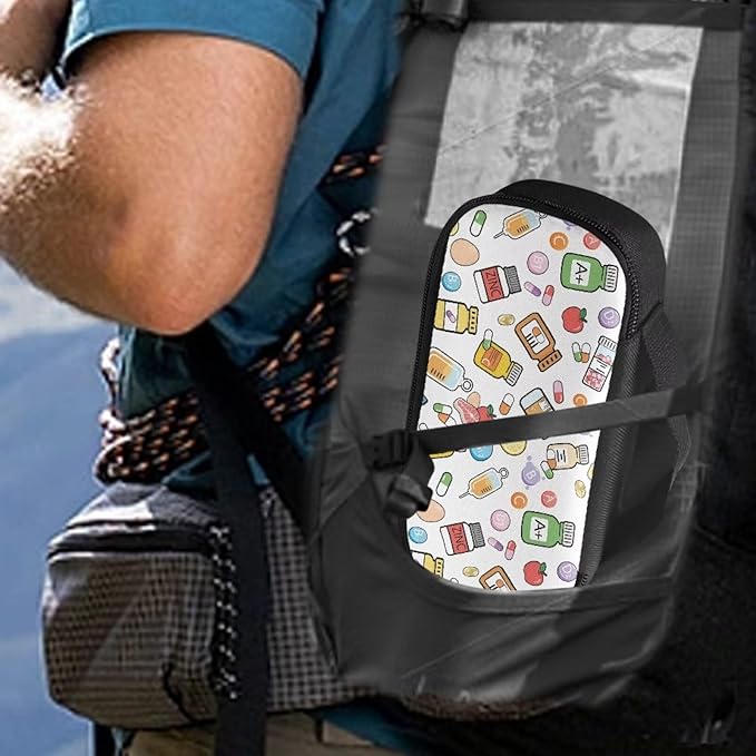 Rnyleeg White Insulin Cooler Travel Case Cute Madicine Pattern Insulin Bag with Handle Portable Diabetic Supplies Organizer Bag Small Madicine Kit for Car Home Travel