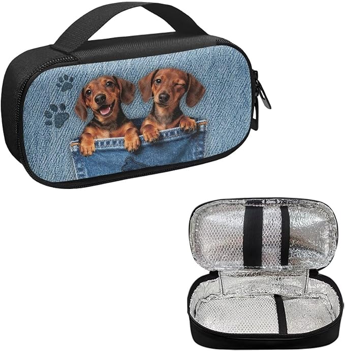 Cute Puppy Diabetic Supplies Bag Carrying Case Organizer for Diabetes Testing Kit, Blood Glucose Monitor Kit, Meter, Test Strips, Lancets, Insulin Cooler Travel Case Daily Life