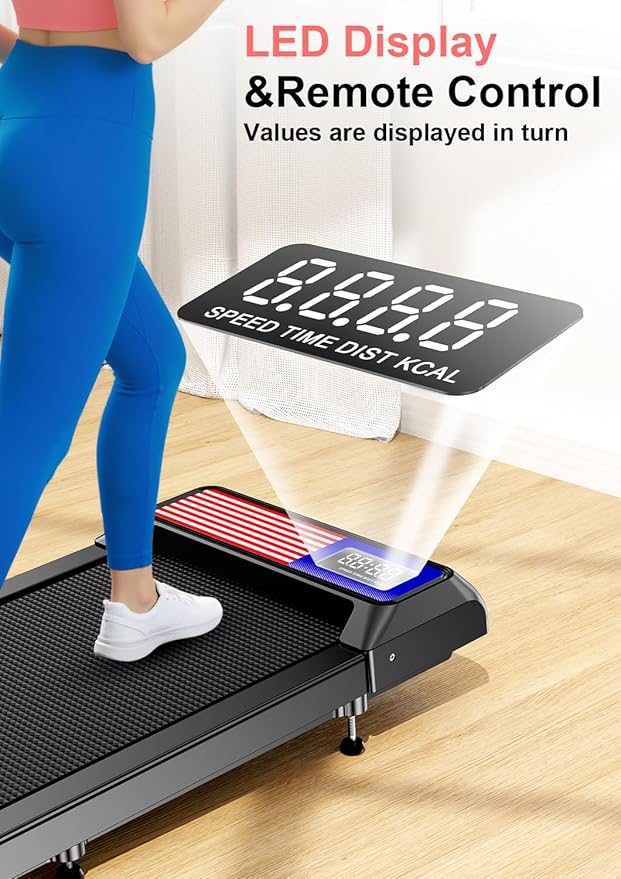 2.5HP Walking Mat with Incline pad,Under Desk Treadmill, Walking Running Pad with Remote, 3 in 1 Low Noise Small Mini Portable Treadmill with Led Screen, Compact Treadmills for Home, 265lbs Capacity