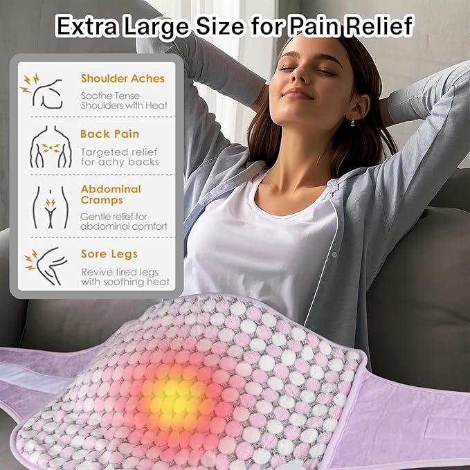 Heating Pads for Period Cramps/Back Pain, 4 Timer(Max 4H)/9 Heat/10ft Long Cord/27 Belt Wearable(51" in Total)+16 * 24" Heat Pad Electric Wrap Around Heating Pad Birthday Gift