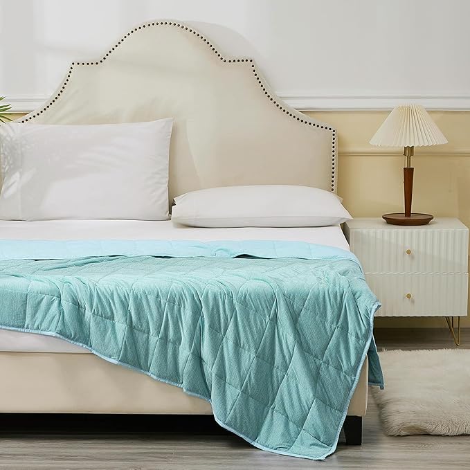 Weighted Blanket 15 Pounds Queen Size, Cooling Blanket for Adult Hot Sleepers, Soft Bed Blanket Universal to All Seasons, 60''x80'' 15 LBS, Water Blue