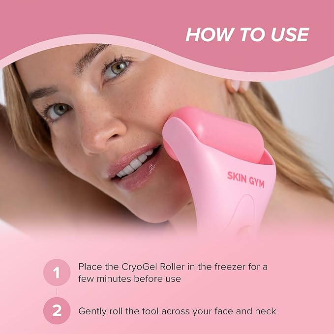 SKIN GYM Ice Roller for Face, CryoGel Cooling Facial Roller for Puffiness, Redness, Skin Firming & Depuffing, Cryotherapy Skin Care Tool