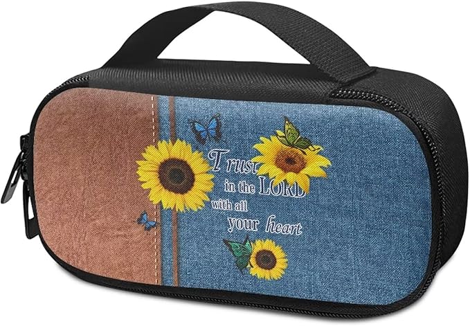 Diabetic Supplies Storage Bag, Portable Glucose Meter Carrying Case, Sunflower Butterfly Insulin Pen and Medication Travel Case for Glucose Meters, Insulin Pen, Test Strips, Lancets, Syringe
