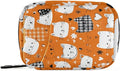 Checkered Orange Kittens Hearts Travel Pill Organizer Case Box Container Weekly Portable Vitamin Medicine Holder Storage Bag with Zipper Removable