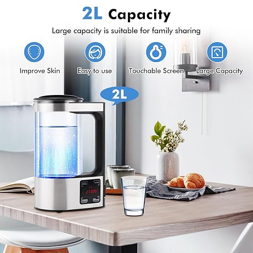 Meticuloso Upgraded Hydrogen Water Generator 110V with SPE and PEM Technology up to 1800 PPB,Hydrogen Rich Water Machine Unlimite Water Quality