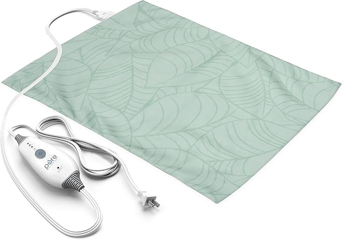 Pure Enrichment PureRelief Express Designer Series Electric Heating Pad - 12” x 15” Fast-Heating with 4 Heat Settings, Machine-Washable Fabric, & 2-Hour Auto Safety Shut-Off - Laurel Leaves