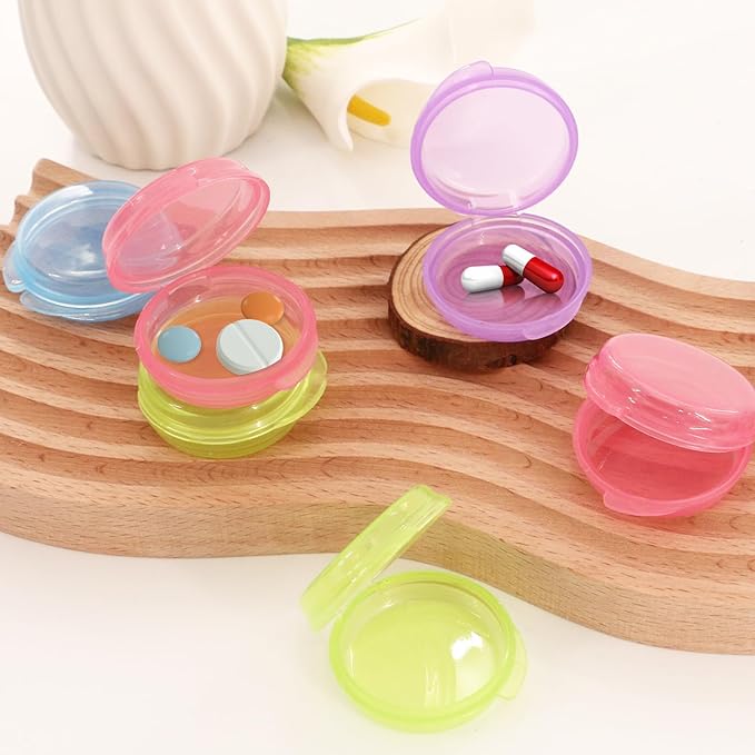 8 Pcs Small Pill Case, Colored Mini Pill Box, Portable Daily Mini Medicine Holder for Purse Pocket Briefcase, Perfect for Traveling(Pink+Blue+Green+Purple)