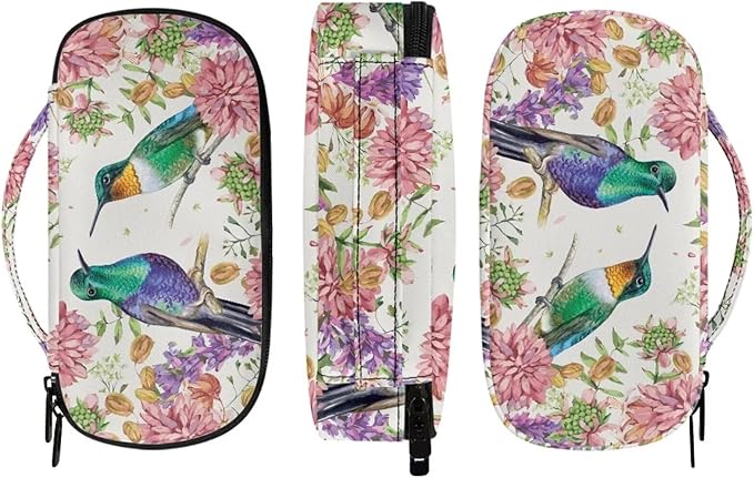 Hummingbird Floral Insulin Cooler Travel Case for Insulin Pen Diabetic Medical Cooler Bag Portable Medication Cooler Bag for Insulin Pens and Blood Glucose Monitor Supplie