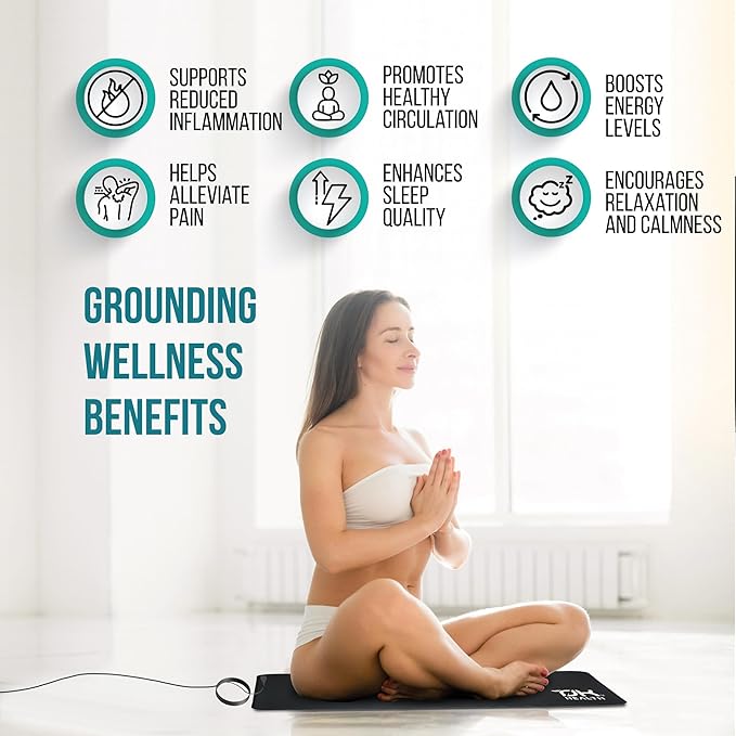 Grounding Mat for Feet - Earthing Pad Kit Earth Ground Therapy for Improved Sleep Better Sleeping Reduced Pain - Earth Grounded Mouse Pads Health Wellness Mats for Bed Desk Chair Yoga