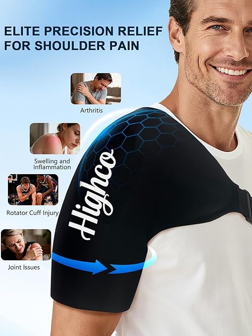 Shoulder Ice Pack Wrap for Rotator Cuff and Arm,Reusable Compression Cold Brace for Pain Relief & Muscle Relaxation,Tendonitis,Swelling,Discomfort After Surgery,Hot &Cold Therapy Ice Pack for Shoulder (XLarge-Black)