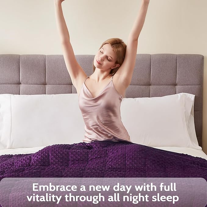 L'AGRATY Weighted Blanket for Adult - 48"x72" 15lbs Minky Dots Heavy Blanket with Glass Beads Soft Breathable for All-Season Summer Fall Winter Thick Comfort for Sleeping