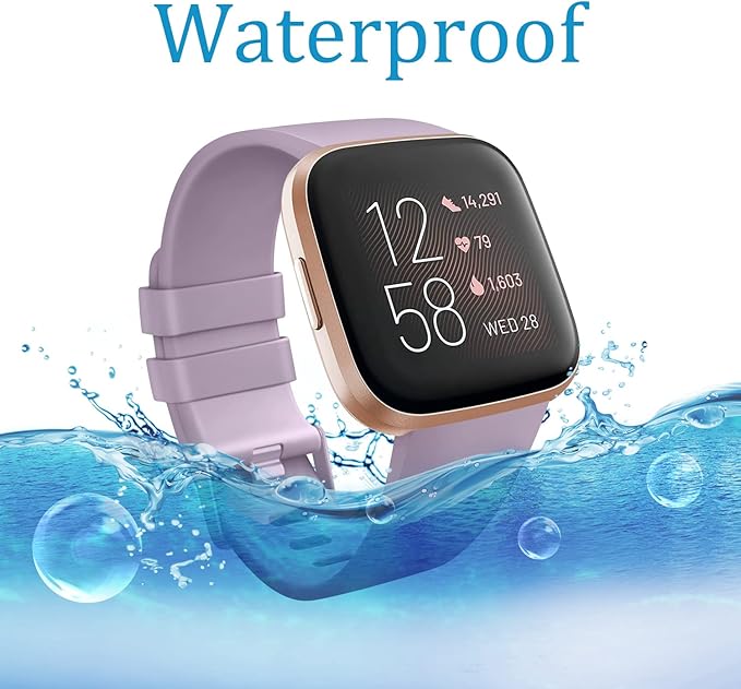 Mugust Sport Bands Compatible with Fitbit Versa 2 / Fitbit Versa/Versa Lite/Versa SE, Classic Soft Silicone Replacement Wristbands Straps for Fitbit Versa 2 Smart Watch Women Men (Small,Light Purple)