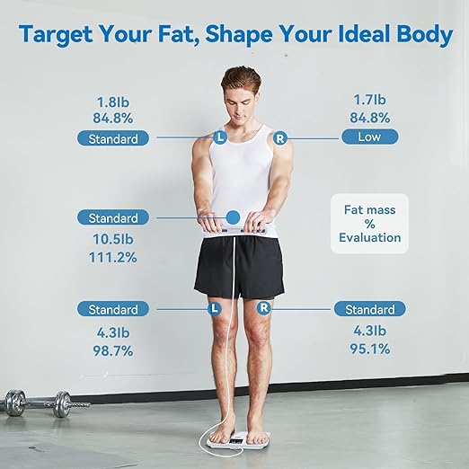 Lepulse 8-Electrode Smart Body Composition Scale, Dual-Frequency BMI & Body Fat Analyzer with Color Display, Fitdays App Sync, Type-C Charging(White)