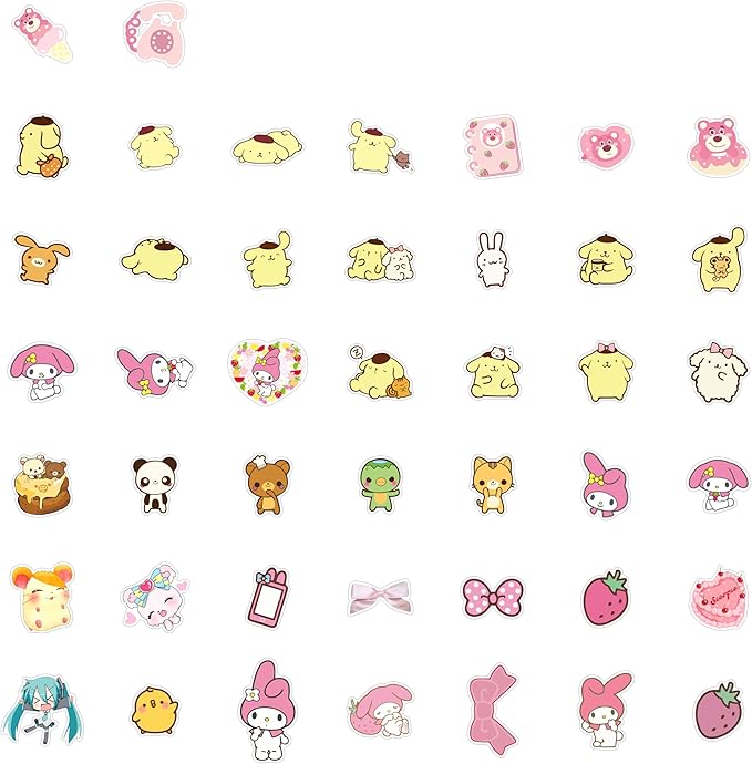 BulbaCraft Cutecore Stickers, Cute Anime Stickers for Water Bottle and Laptop - Cutecore Party Supplies & Decorations, Waterproof Vinyl Decals, Aesthetic Stickers, Gifts for Women & Men