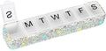 Soleebee Portable Weekly 7 Day Pill Organizer, Bling Crystal Pill Box Case, Travel Pill Planner, Pill Dispenser, Medicine Vitamin Container Organizer (AB)
