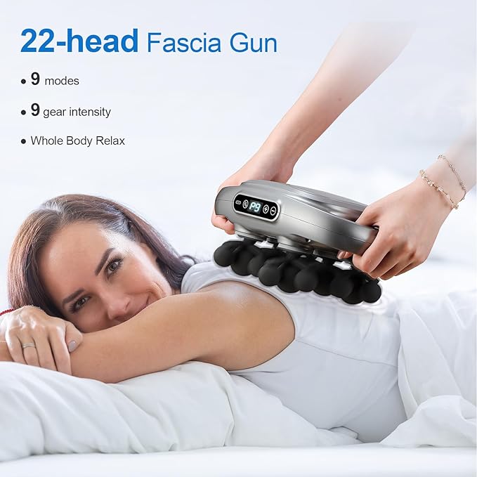 IeBilif Massage Gun, 22 Head Foot Back Neck Shoulder Massager with Adjustable Multi-Modes & Intensities, Fascia Gun for Athletes, Birthday Gifts for Men