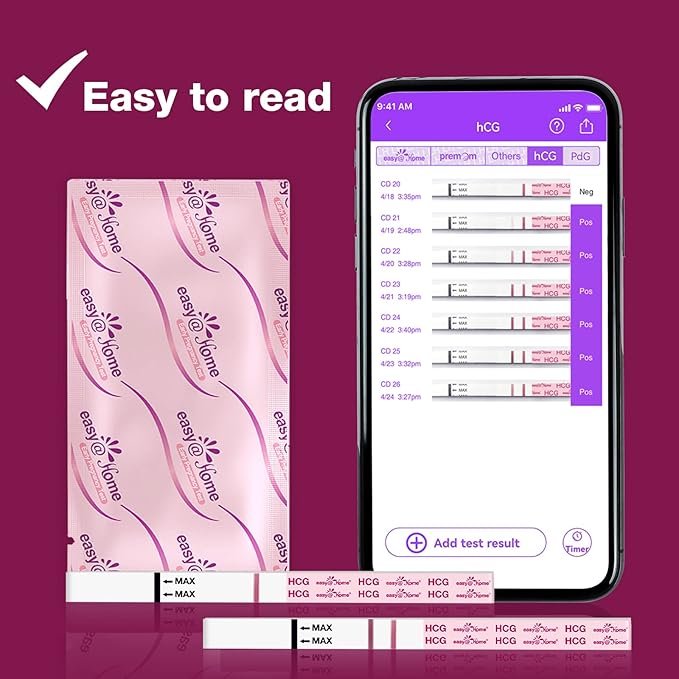 Easy@Home 60 Pregnancy Tests: Early Detection Precise Results Pregnancy Test Strips - Bulk Pregnancy Strips - 60 hCG Test Strips