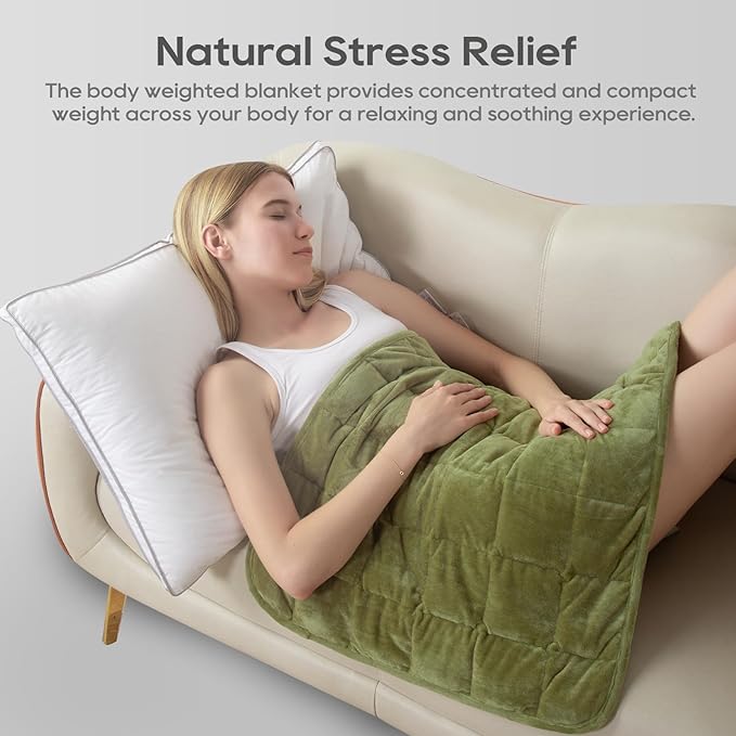 Small Weighted Blanket for Adults (Double-sided),Weighted Lap Pad 7lbs Throw for Travel,Calming,Relaxation-Reversible Warm Crystal Velvet and Cooling Tencel,Machine Washable,Green 29x24 inches