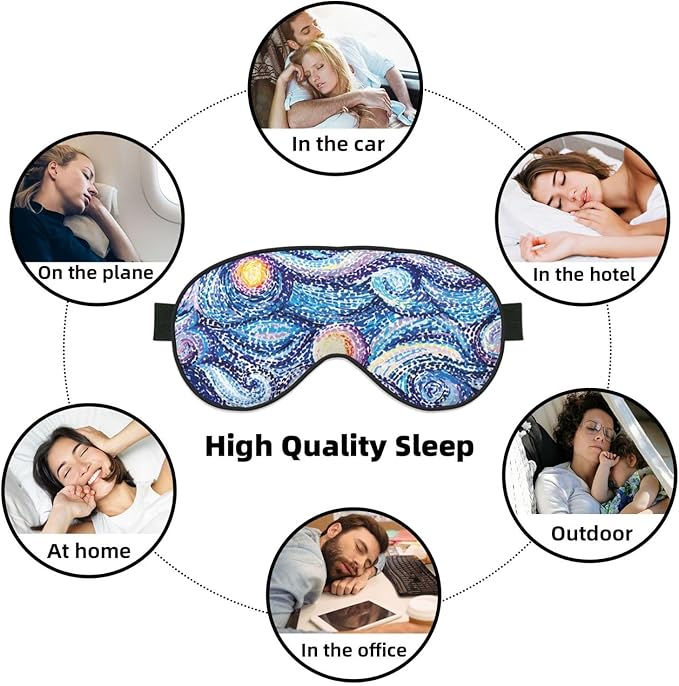 Abstract Blue Night Sky Sleep Mask Eye Mask with Adjustable Strap Eye Sleep Shade Cover Blocks Light for Women Men Airplane Travel Nap