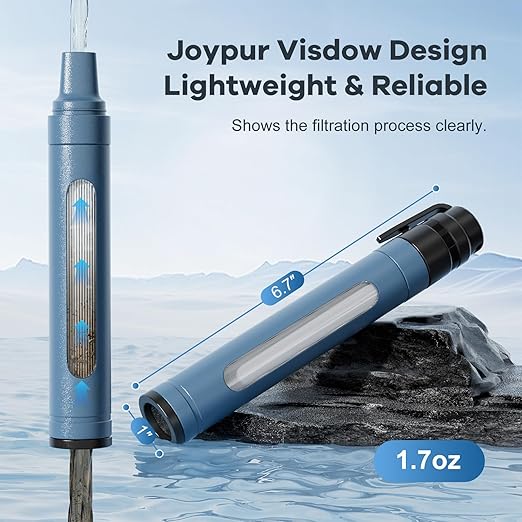 Water Filtration System with Transparent Window,Water Filter strow Survival for Outdoor & Camping Supplies | Ultralight, Portable, and Durable Emergency Water Purifier(4pc)