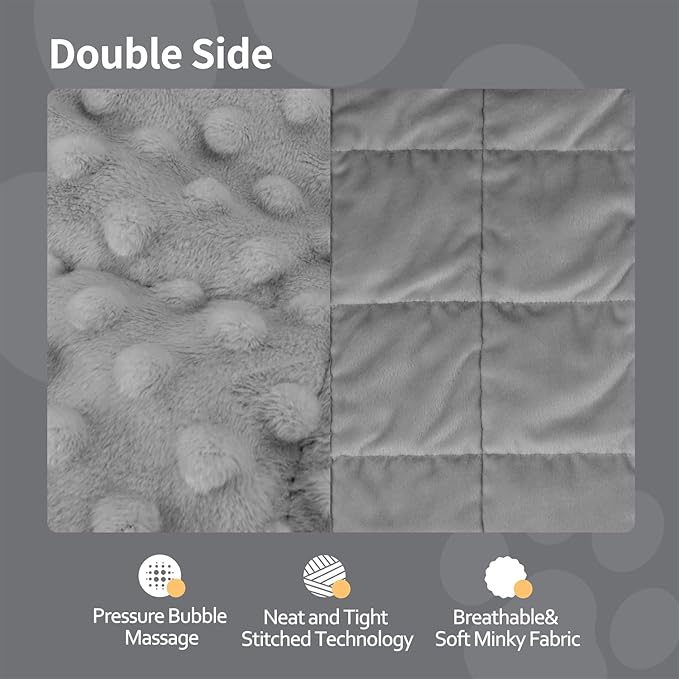 LaSyL Weighted Blanket for Pets | Thunder Blanket for Dogs Anxiety | Premium Soft Minky | Relaxation & Calming & Anti Anxiety | Used in Car, Bed, Couch | Dark Grey, Washable Large (40"x47")