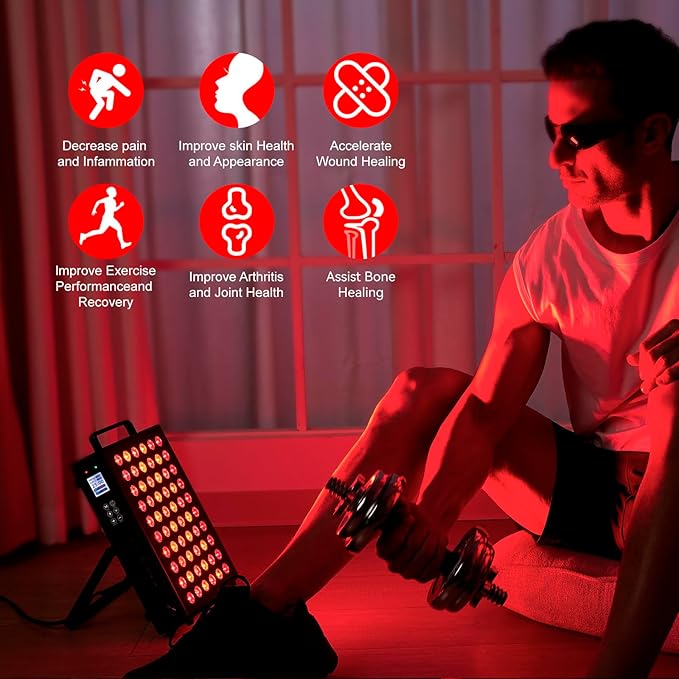 Red Light Therapy for Face and Body, Infrared Light Therapy with Timer & Remote Control, Quad Wave 660nm 850nm 630nm 940nm Near Infrared Light Therapy Panel Portable Dual Chip LED Device for Body