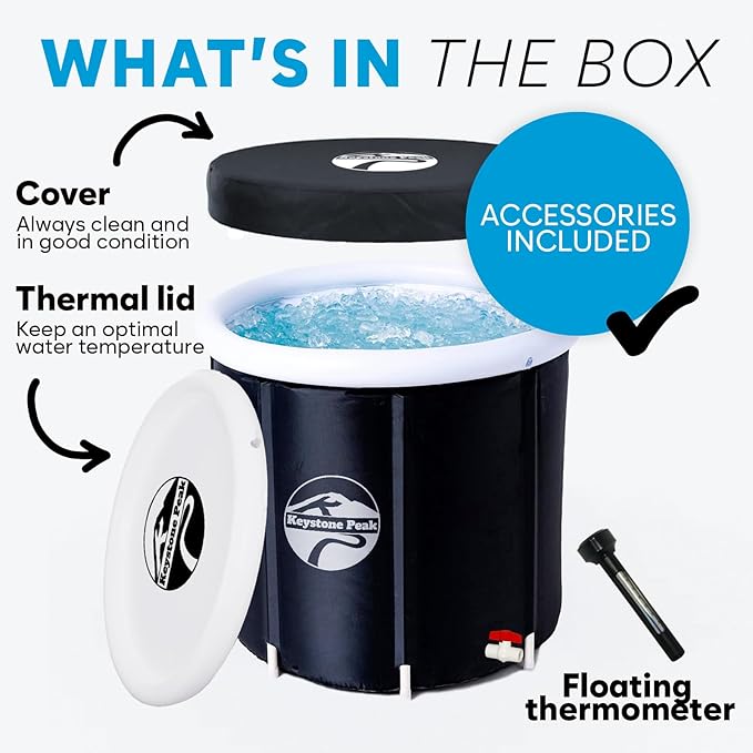 Cold Plunge Tub – Portable Ice Bath Tub for Athletes & Adults – Inflatable Bathtub for Cold Water Therapy, Sports Recovery & Wellness – Outdoor & Indoor Use – 5-Year Assurance