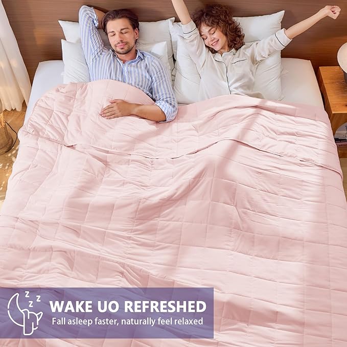 yescool Weighted Blanket for Adults (30 lbs, 88" x 104", Pink) Cooling Heavy Blanket for Sleeping Perfect for 290-310 lbs, King Size Breathable Blanket with Premium Glass Bead, Machine Washable