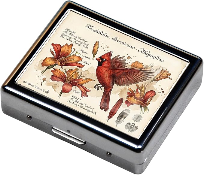 7 Days Chromed Shiny Silver Pill Organizer with Mirror Inside Has 8 Separate Compartments Rectangle,Versatile Storage for Medication - Ideal Travel Accessory (The Flying Bird)