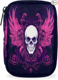Purple Skull Cool Pill Case Travel Pill Organizer Weekly 7 Day Portable with Zipper Medicine Box Pill Case for Vitamins, Birth Control,Fish Oils,Medication, Supplements