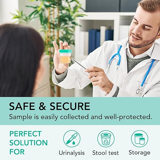 Easy@Home Specimen Test Cups with Screw-on Lids, Leak-proof Urine Collection Containers, for Test Strips and Kits, 3OZ Large Volume, 5 Pack