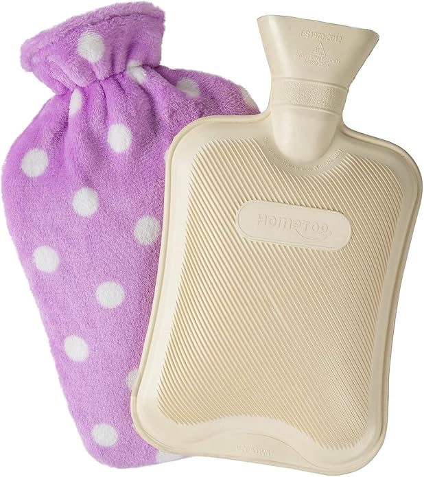 HomeTop Premium Classic Rubber Hot or Cold Water Bottle with Soft Fleece Cover