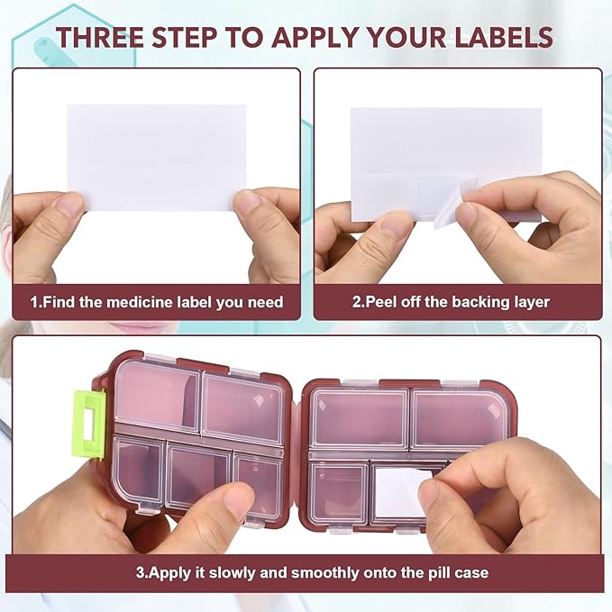 1Pack Pill Organizer with 189 Medicine Labels Travel Daily Pill Container Mini Medication Organizer Storage Pill Organizer Pill Case 7 Day Pill Organizer