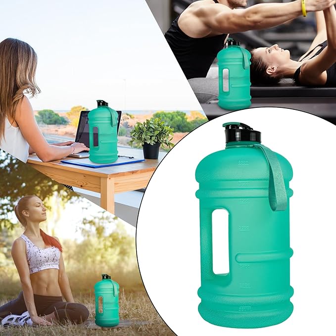 TOOFEEL 1 Gallon Water Bottle,Leakproof,Bpa Free,Dishwasher Safe,128 oz Large Water Jug wiht Handle,Travel & Camping & Sports & Gym Water Bottle For Men and Women - Matte Mint Green