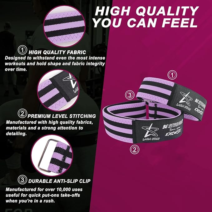 BFR Occlusion Bands for Women Glutes,Blood Flow Restriction Bands for Legs, Butt & Hip Building, Workouts, Best Fabric Resistance Bands for Squat Butt & Thigh