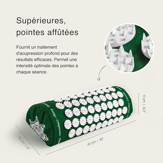 ShaktiMat Classic Acupressure Neck Pillow, Original Intensity in Green, Sustainable & Durable, Relieves Stress & Tension, Promotes Relaxation & Focus