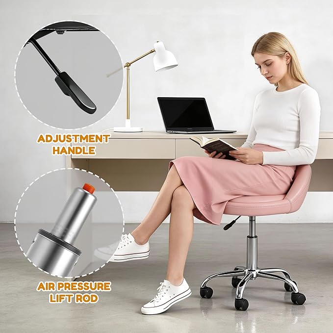 SUPER DEAL Adjustable Height Hydraulic Rolling Swivel Stool Tattoo Facial Massage Spa Salon Medical Stool with Back Rest (Pink)
