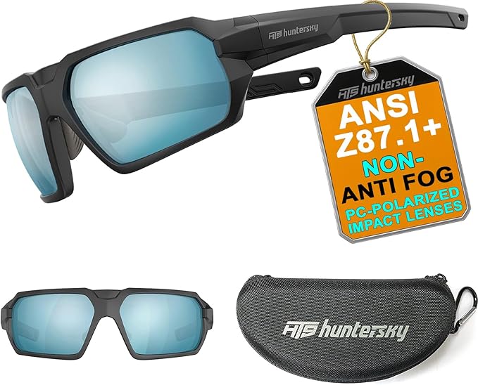 HTS HUNTERSKY Ballistic Tactical ANSI Z87.1+ Impact Protection Anti Fog Shooting Glasses Military Grade Airsoft Range