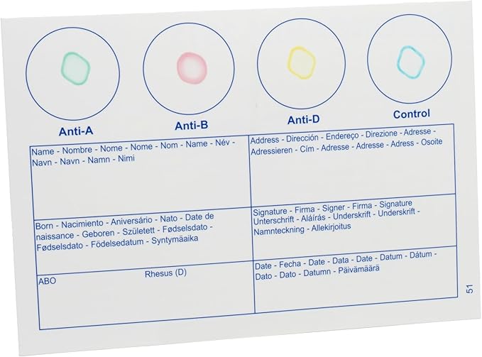 Eldoncard Blood Typing Kit, 2 Test Pack, Know Your Blood Type, Accurate Instant Home Testing, Determine A, O, B, RHS-D Negative & Positive Groups, Home Health Tests, Complete Health Testing Kit