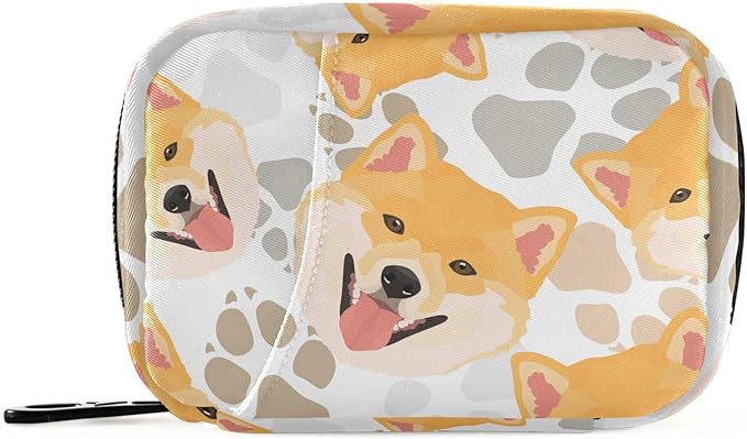 Pill Box Shiba Inu Dog 7 Day Pill Case Travel Pill Organizer Bag with Zipper Portable Weekly Vitamin Medicine Supplement Holder Pouch Bag