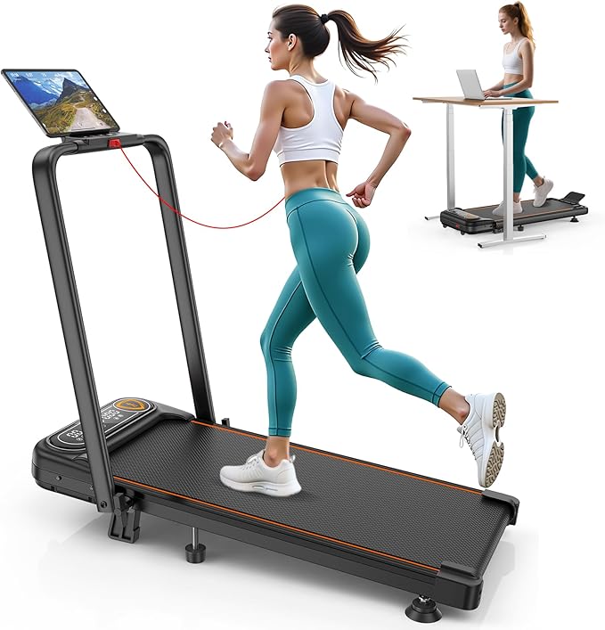 Foldable Treadmill with 10% Incline, 3.5HP Low Noise Walking Pad Treadmill with Handle Bar, Rayspace 4 in 1 Portable Under Desk Treadmills for Home/Office, 350 Lbs Capacity, APP & Remote Control