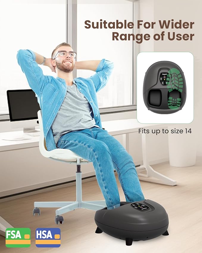 2026 Upgrade FSA Eligible HSA Foot Massager, Shiatsu Foot Massager Machine with Heat and Compression for Plantar Fasciitis Neuropathy, Remote Control, Gifts, Size 14