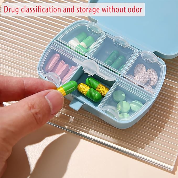 C'eitura DIY Flower Dragonfly Diamond Art Painting Blue Pill Organizer with 6 Lid Detachable Compartments, Fun DIY Craft Project for Adults, Elegant Pill Case for Purse & Travel