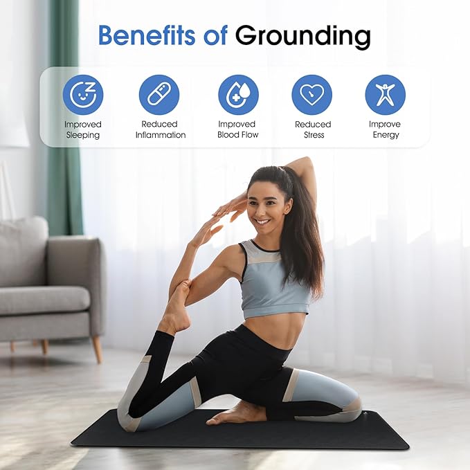 Urvoix Grounding Mat for Feet, 12.5" x 29"(2Pack) Earth Mat Grounding Pad for Sleep, Boost Energy & Wellness, Earth Therapy, Grounding at Home, Office, Work | Includes Conductive Test Pen