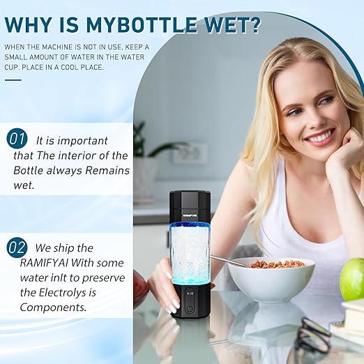 New Upgrade 10000PPB Hydrogen Water Bottle SPE/PEM Technology Seven Colorful Light Double Anti-Slip and Leak-Proof Hydrogen Water Generator with LCD Display (Black, H60)