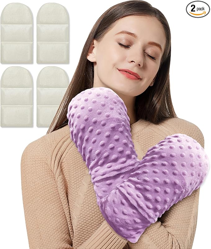 Microwavable Therapy Mittens with Arthritis Compression Gloves,Moist Heat Therapy Relief for Hands and Fingers of Stiff Joints, Trigger Finger, Inflammation, Raynaud's, Carpal Tunnel (Lavender)
